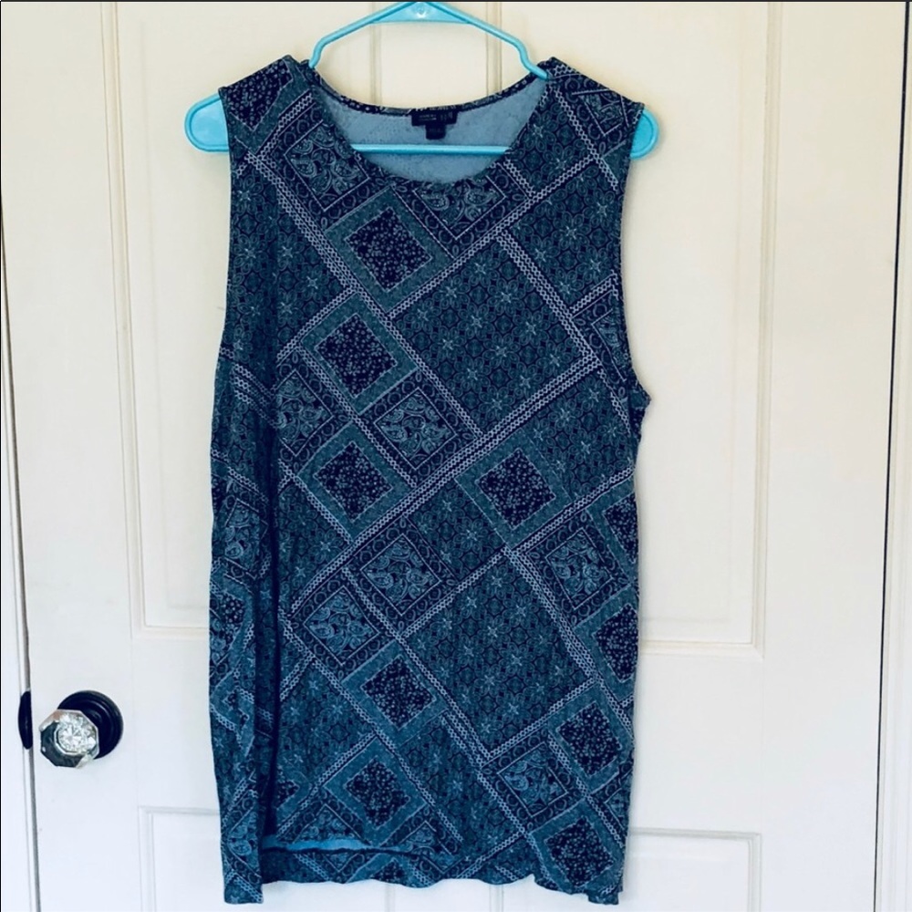 J. Jill Long Blue & Black Patchwork Tank